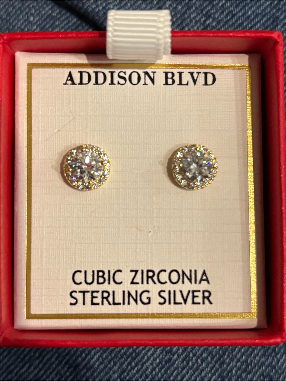 Addison Blvd Gold-Tone Cubic Zirconia Halo Stud Earrings